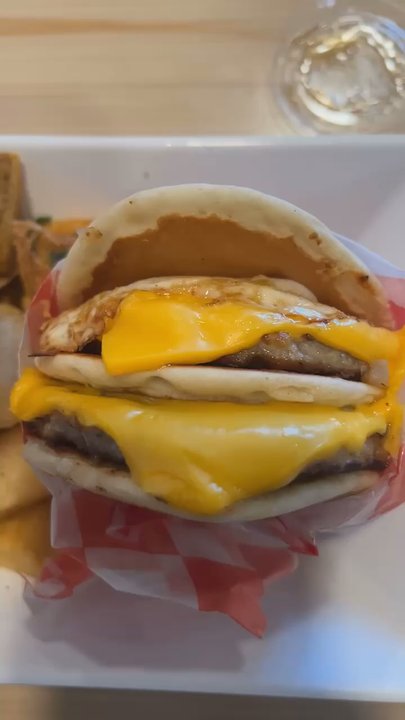 Nonla Burger - Syrup cup for your pancake sando - Burgers Near Me - Grand Rapids, Michigan