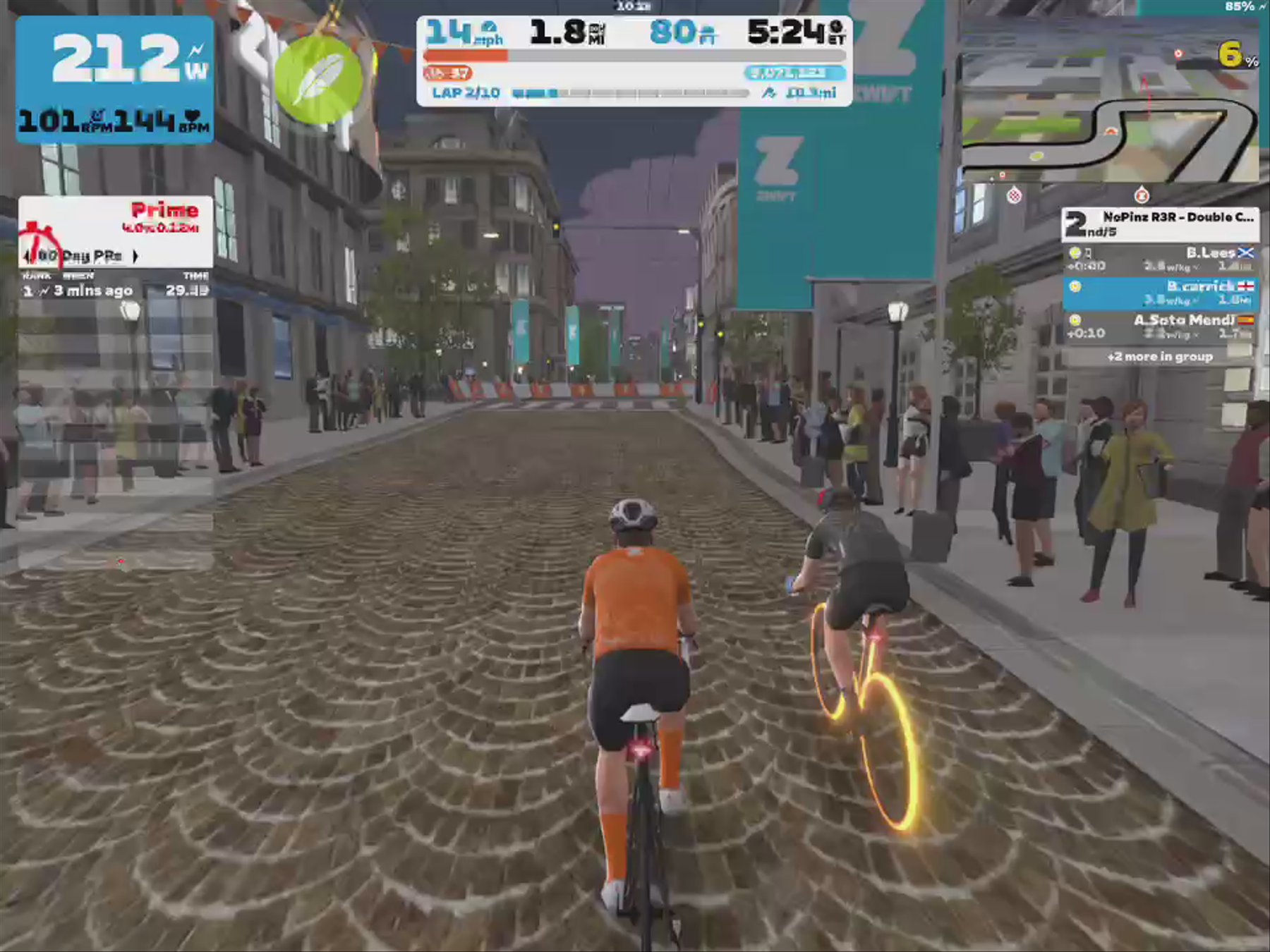 Zwift - Race: NoPinz R3R - Double Crit 1/2 (D) on Downtown Dolphin in Crit City