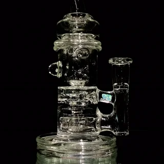 Preview pic of Bronx Glass - Crystalo Carved Swiss Fab Torus (SFT) Recycler - 14mm Female
