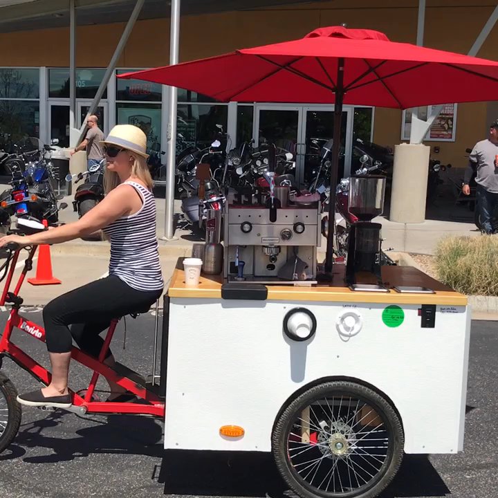 Barista Bike - Down at Grand Prix motor sports in Littleton. Awesome iced mocha from Lisa - Coffee & Tea Near Me