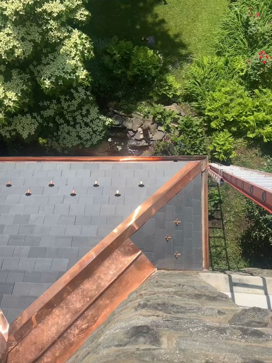 Bosack Roofing - Chestnut hill slate & copper restoration. Pennsylvania gray slates. - Roofing Near Me - Philadelphia, Pennsylvania