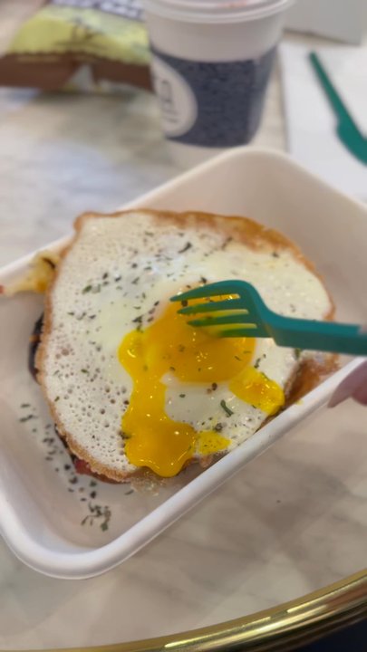 Lea French Cafe - I was trying to do an egg yolk pop video but I failed lol was so good though - Coffee & Tea Near Me - Chicago, Illinois