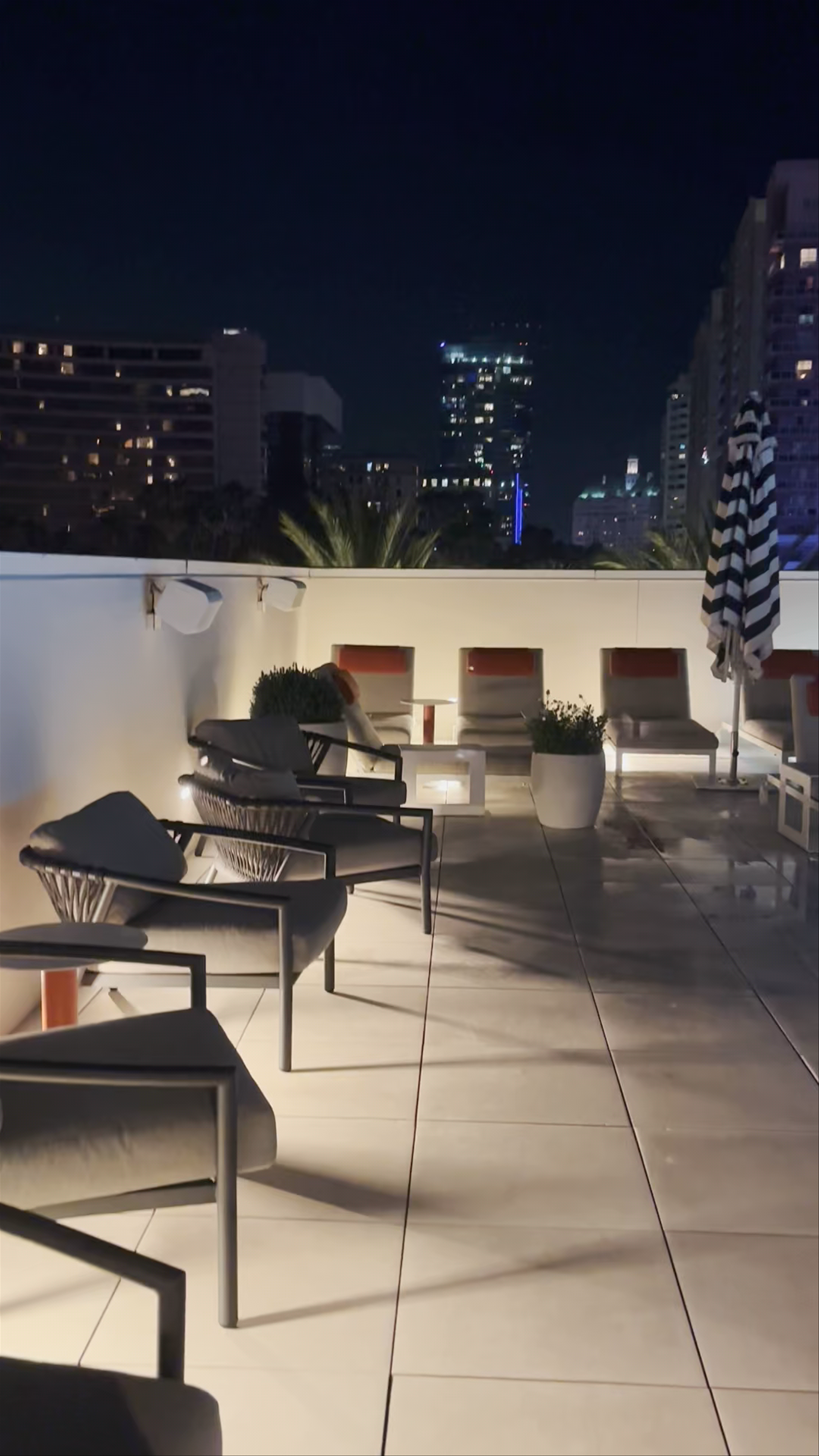 Late Night Serenity at a Rooftop Pool in Long Beach