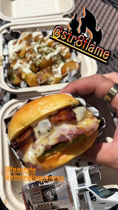 Str8Flame - 1sty tyme and got a Del Vinci Artisan Burger and a side of Gilroy Flotatoes! - Food Trucks Near Me - Oakland, California