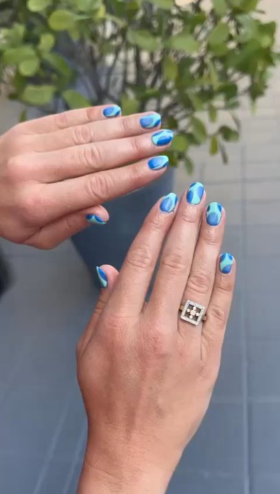 Nails by Yc - Blue nails with cool design - Nail Salons Near Me - Coral Gables, Florida