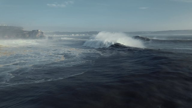 Large waves crashing near the coast