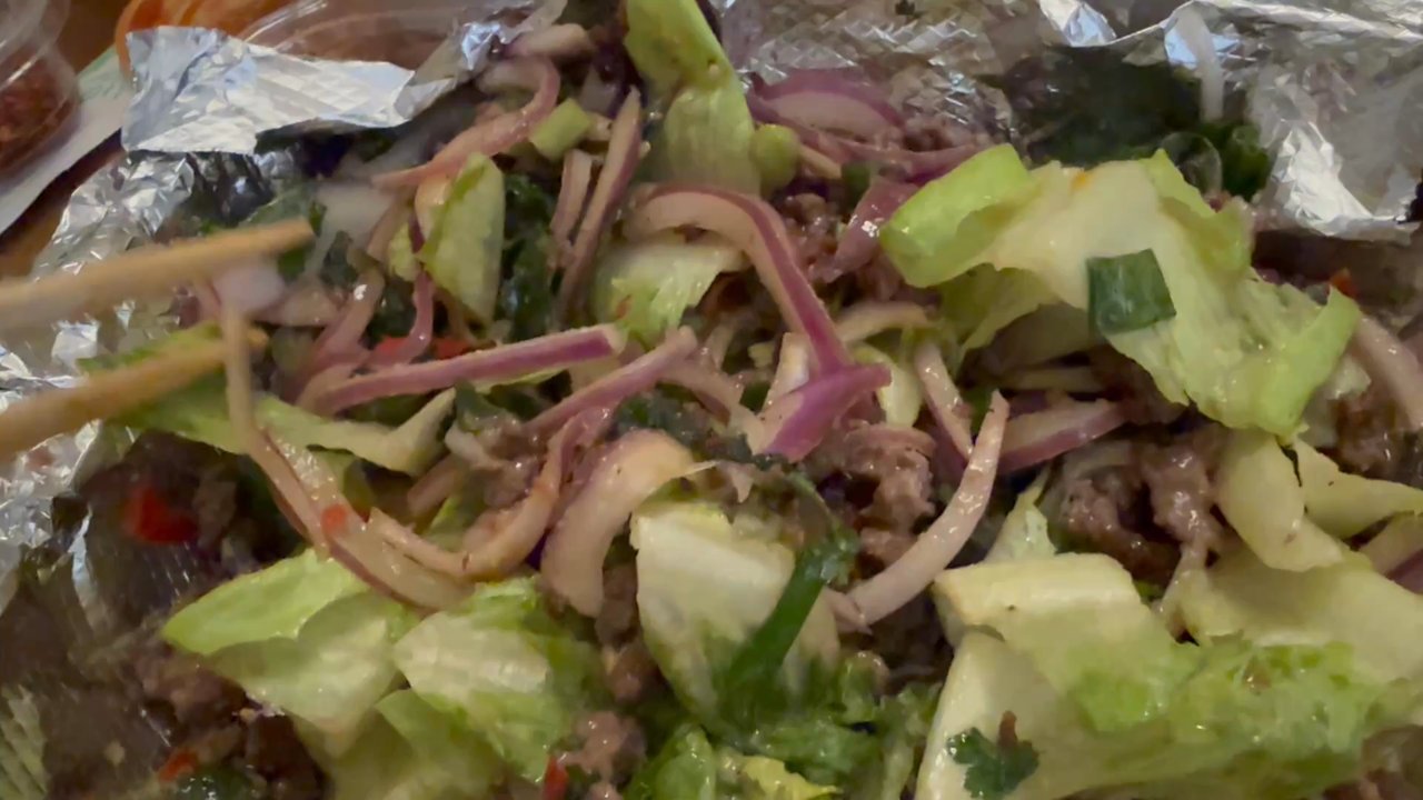 Thai Hot - Warm laab with cooked herbs. Big no no - Thai Near Me - Elk Grove, California