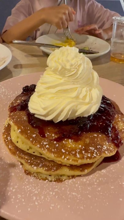 Over Easy Kitchen - No lemon ricotta pancakes- thick whipped cream - Salad Near Me - Holmdel, New Jersey