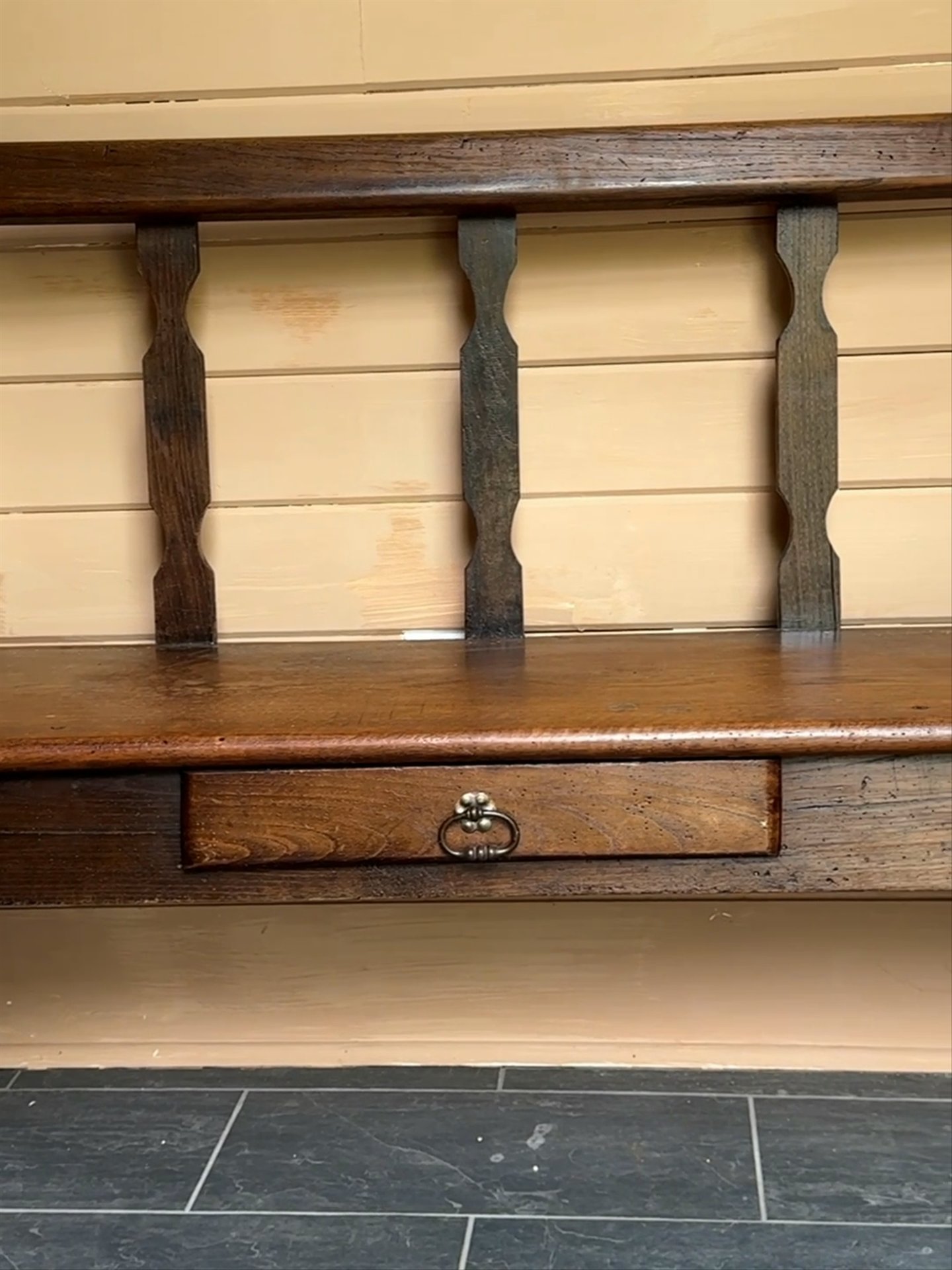 19th c. Antique French Bench with Drawer
