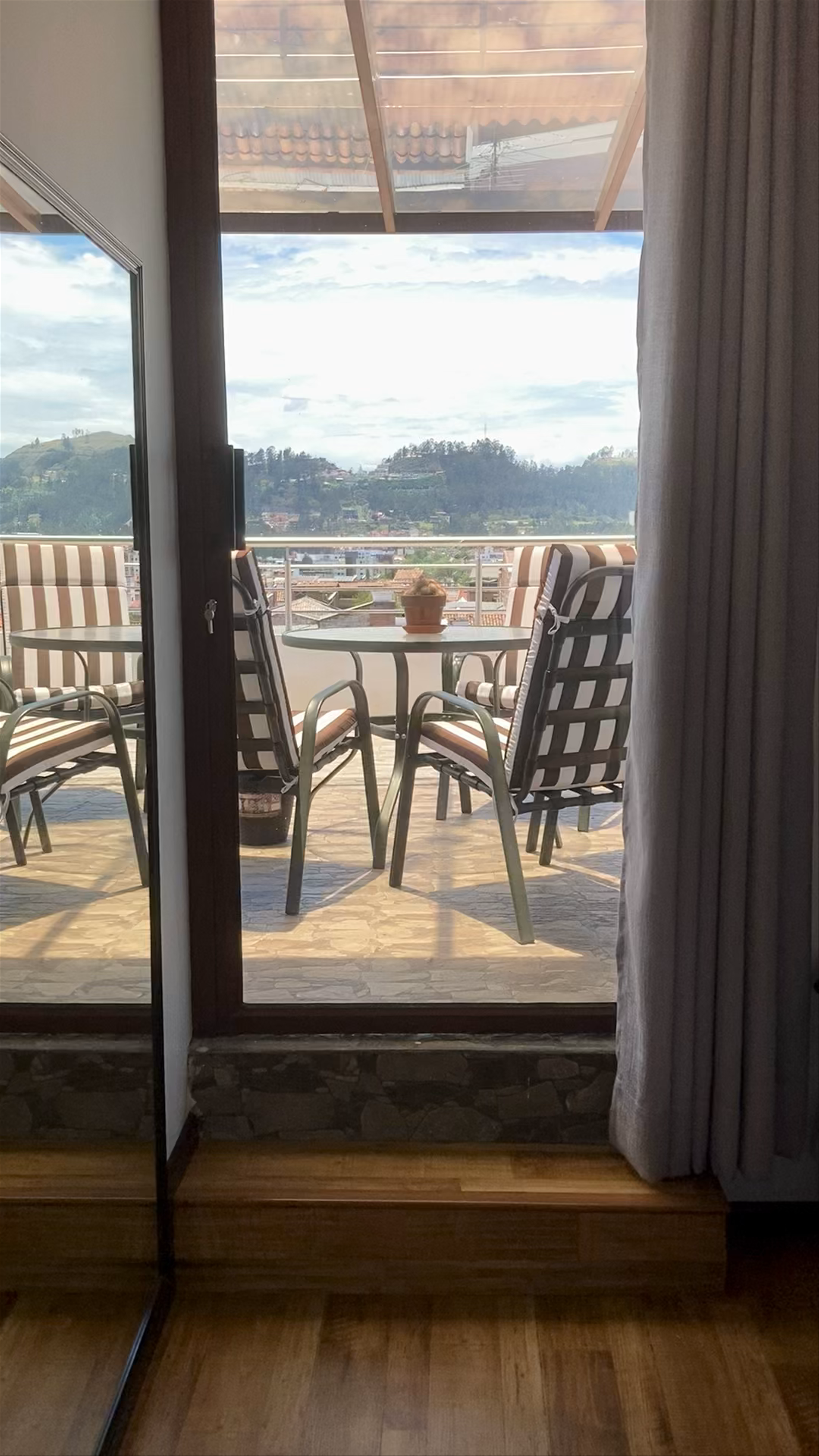 Sunny Morning Balcony Views Over Historic Cuenca, Ecuador
