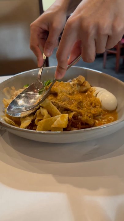 Burma Taste - Mixing of Nan Gyi Thoke - Noodles Near Me - Sunnyvale, California