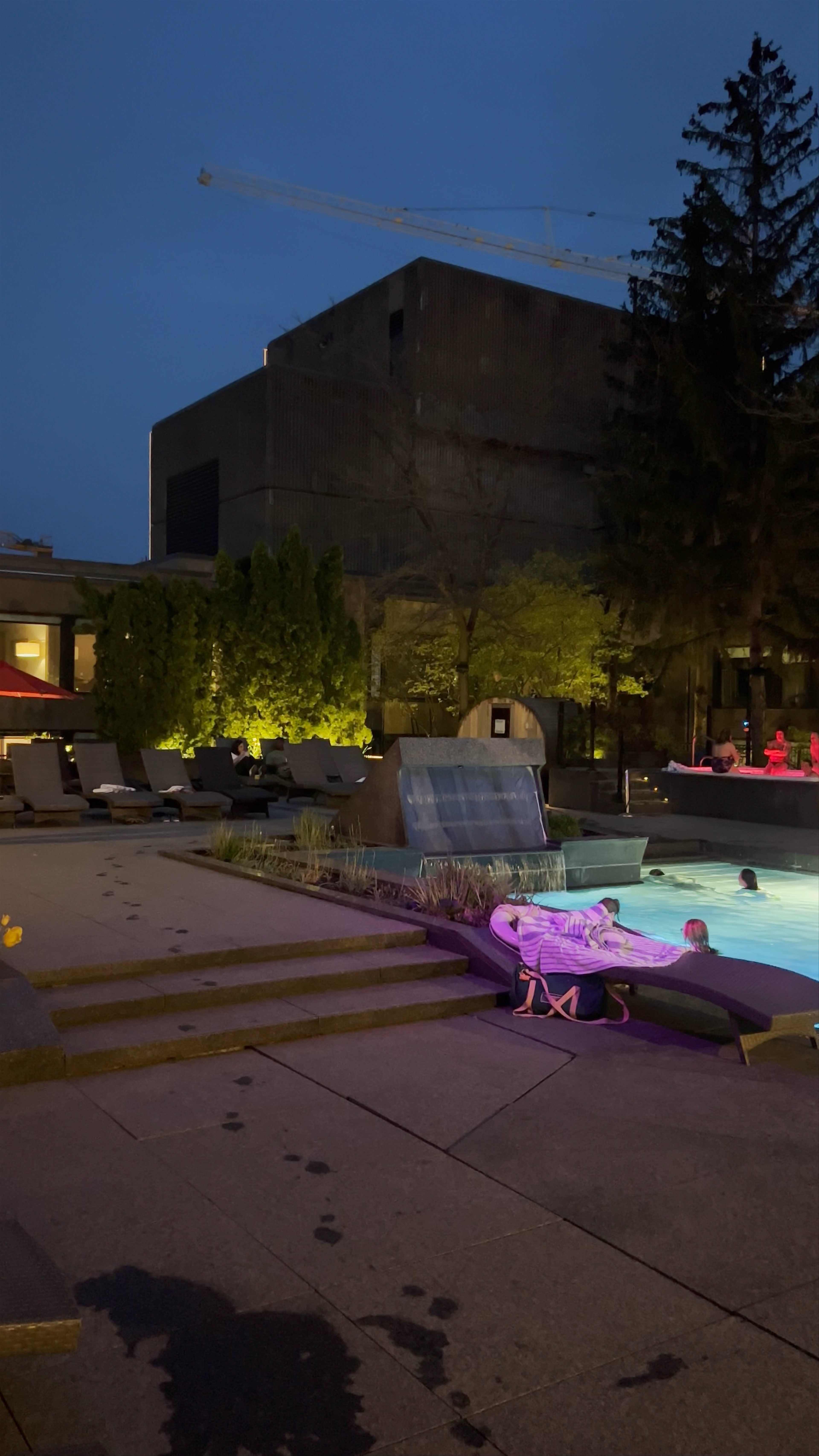 Evening Poolside Relaxation at Hotel Bonaventure, Montreal