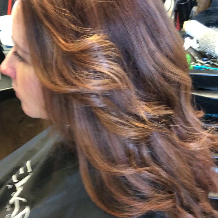 Vuja De Creative Hair Concepts - Warm copper Balayge and baby lights By Mimi  Text 580-224-7266 - Hair Salons Near Me - Amarillo, Texas