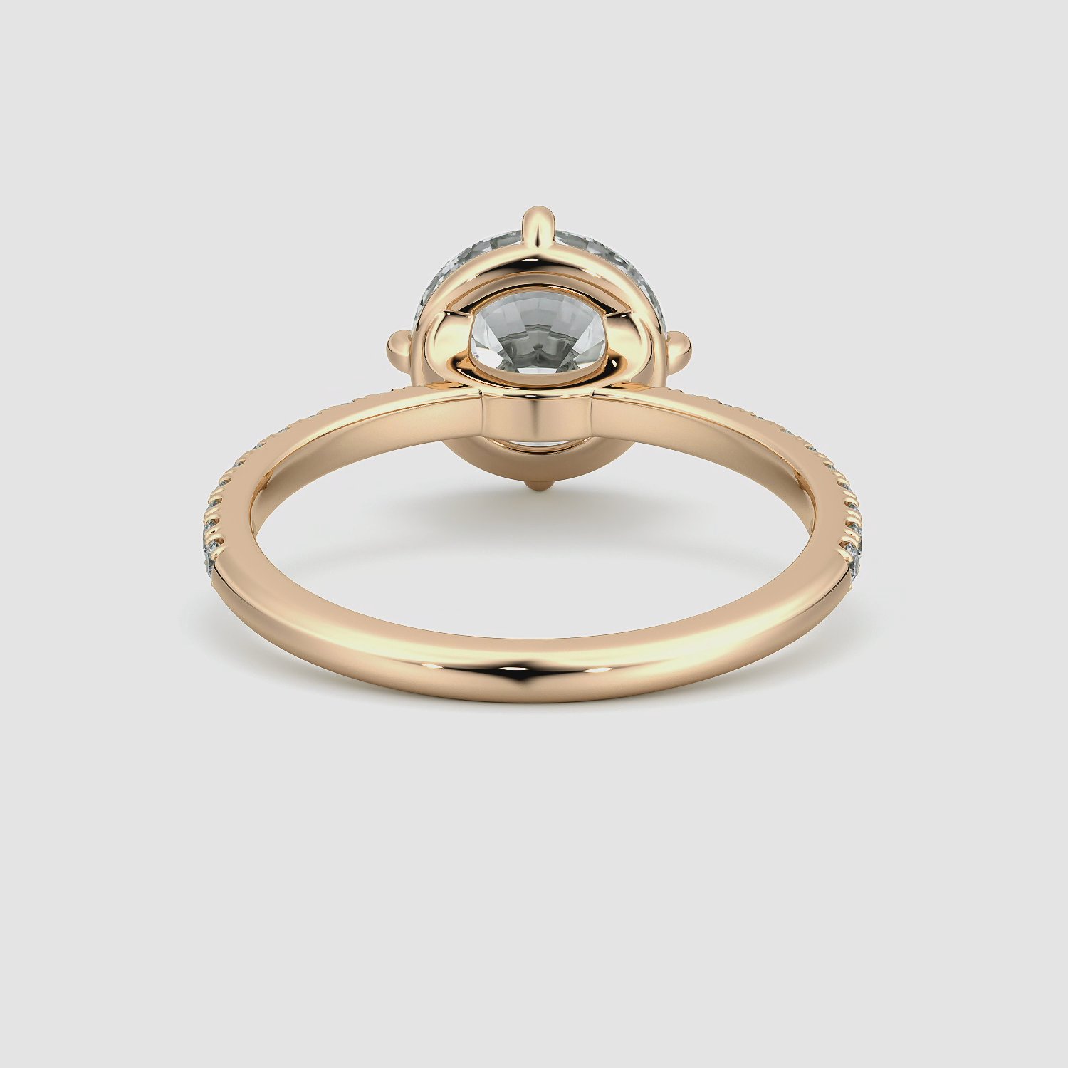 The Compass Solitaire | Round Brilliant | 14k | Rose Gold | bandAccent: Pavé | caratWeight: other | diamondOrientation: vertical