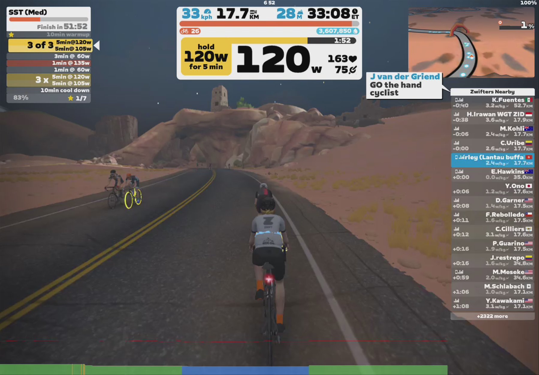 Zwift - SST (Med) on Out And Back Again in Watopia