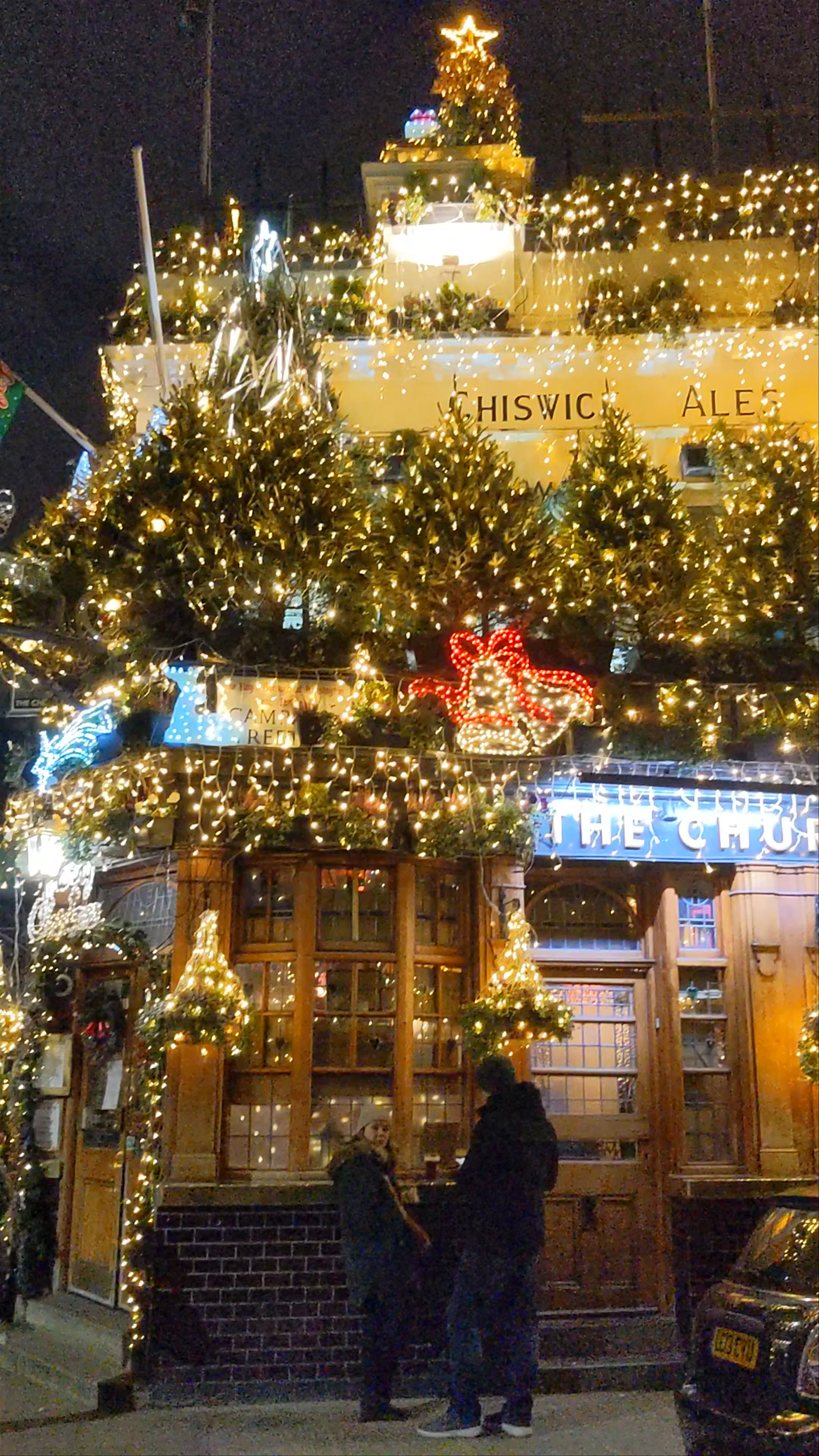The Churchill Arms Festive Lights in Kensington, London
