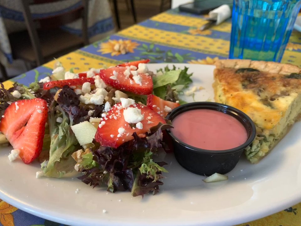 The Black Cat Cafe - Strawberry salad and a side of homemade quiche - Breakfast & Brunch Near Me - Devon, Pennsylvania