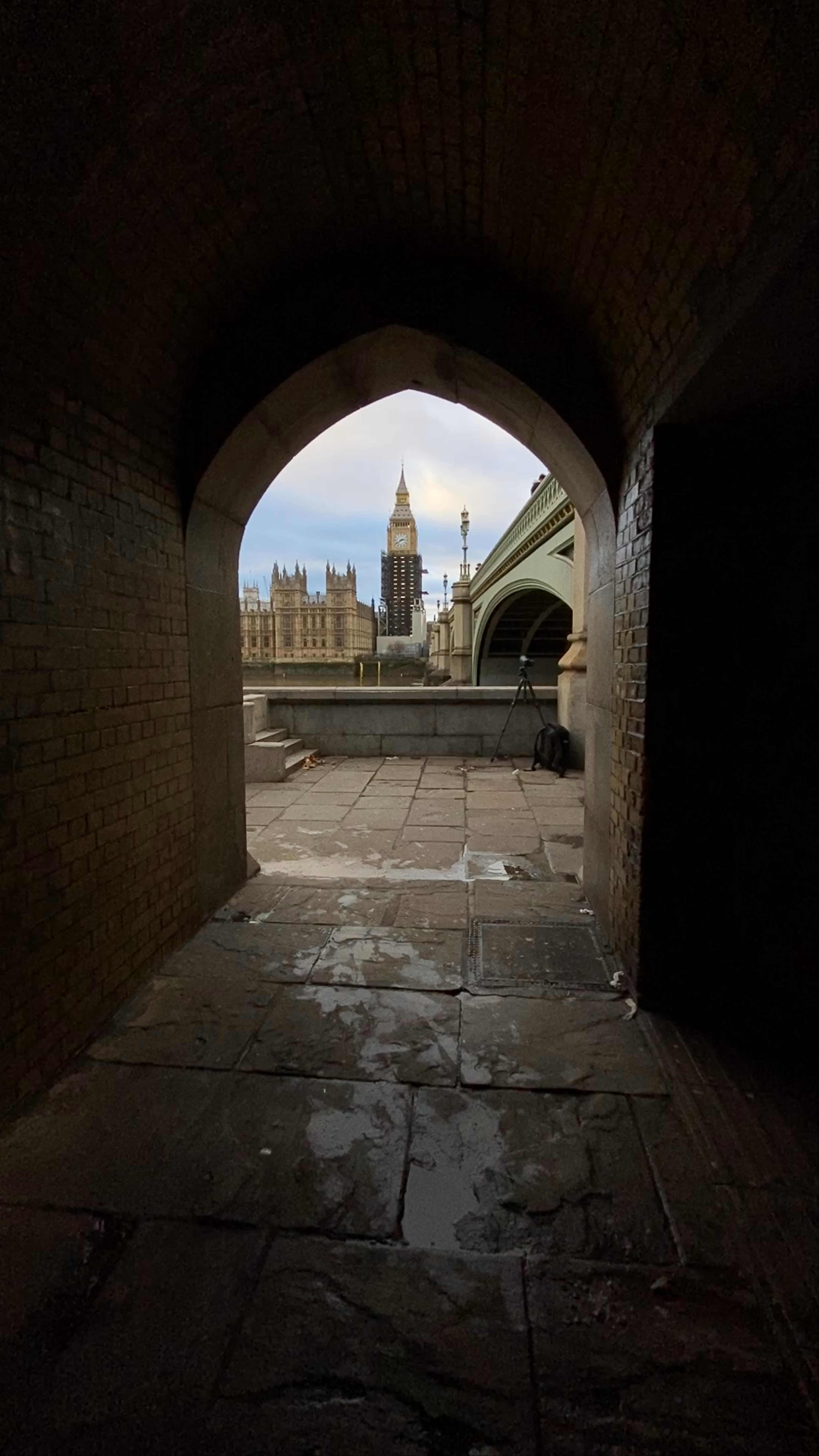 Iconic View of Big Ben from Under London Bridge Archway