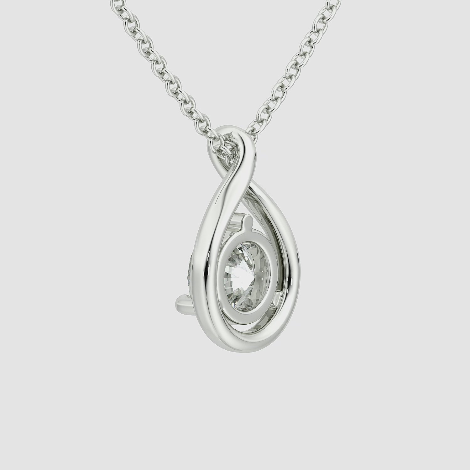 Pear Silhouette Halskette | Rund | Sterling Silber | chainLength: 16-18