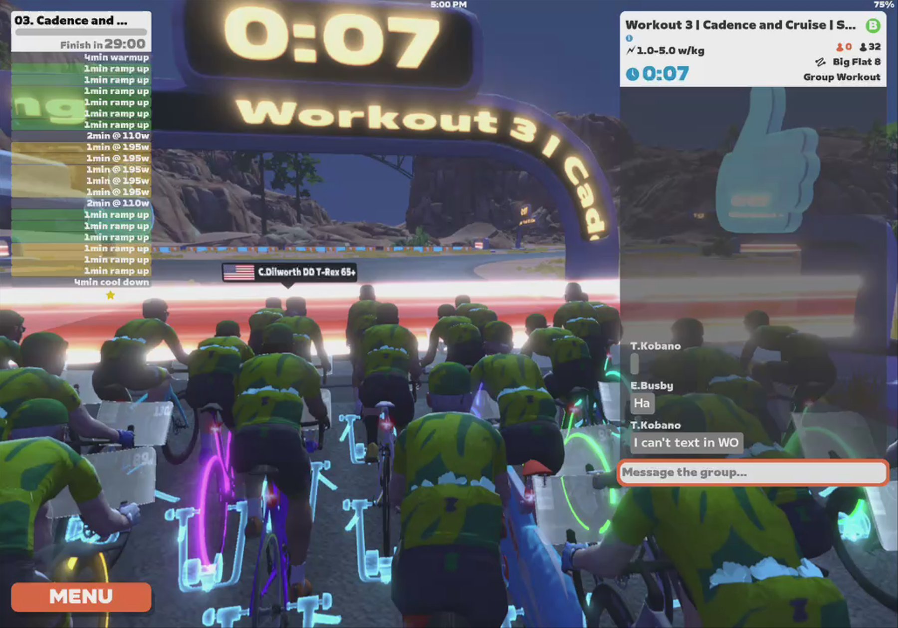 Zwift - Group Workout: Short - Cadence and Cruise  on Big Flat 8 in Watopia