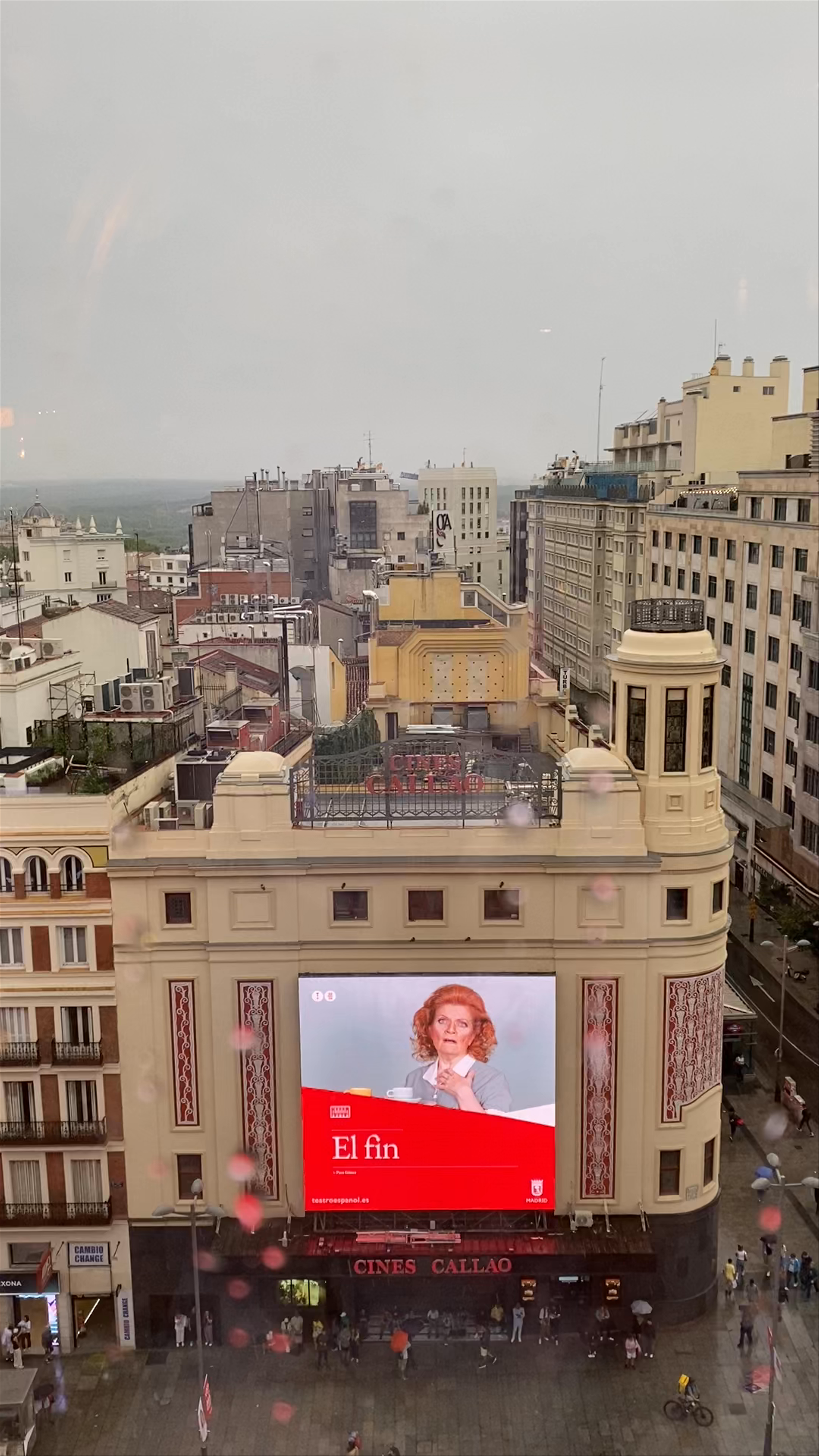 Rainy Day at Gran Vía and Cines Callao, Madrid