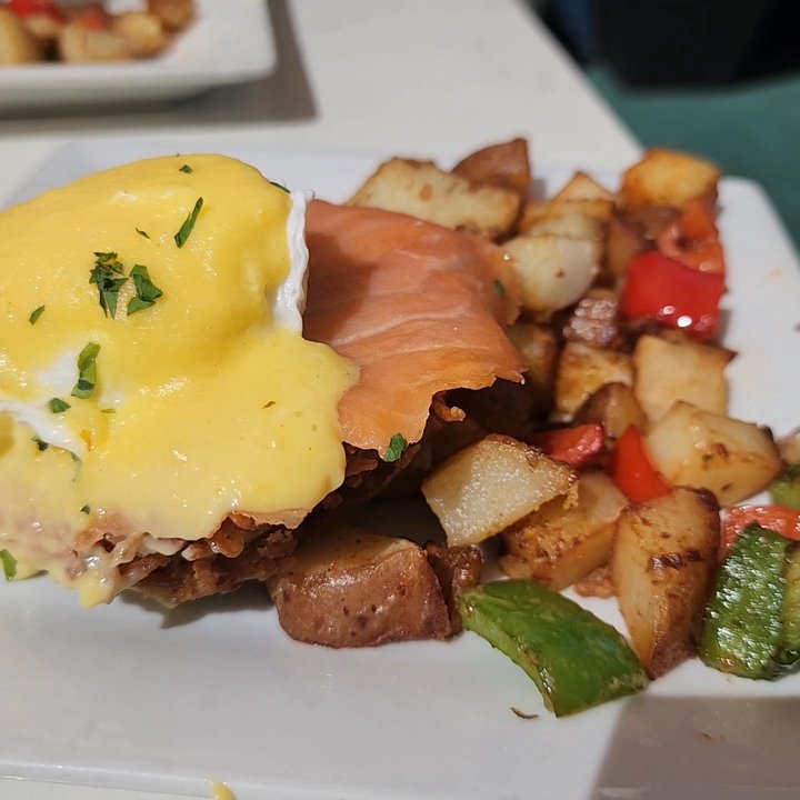 Flapjax - Potato pancake smoked salmon eggs benedict - New American Near Me - Santa Monica, California