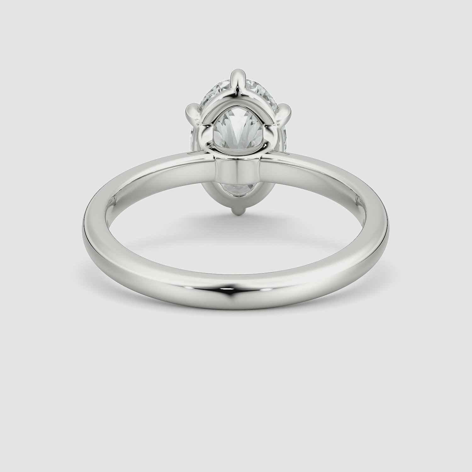 The Signature 6 Prong | Oval | 18k | White Gold | bandAccent: Plain | bandWidth: large | hiddenHalo: no | diamondOrientation: vertical | caratWeight: other