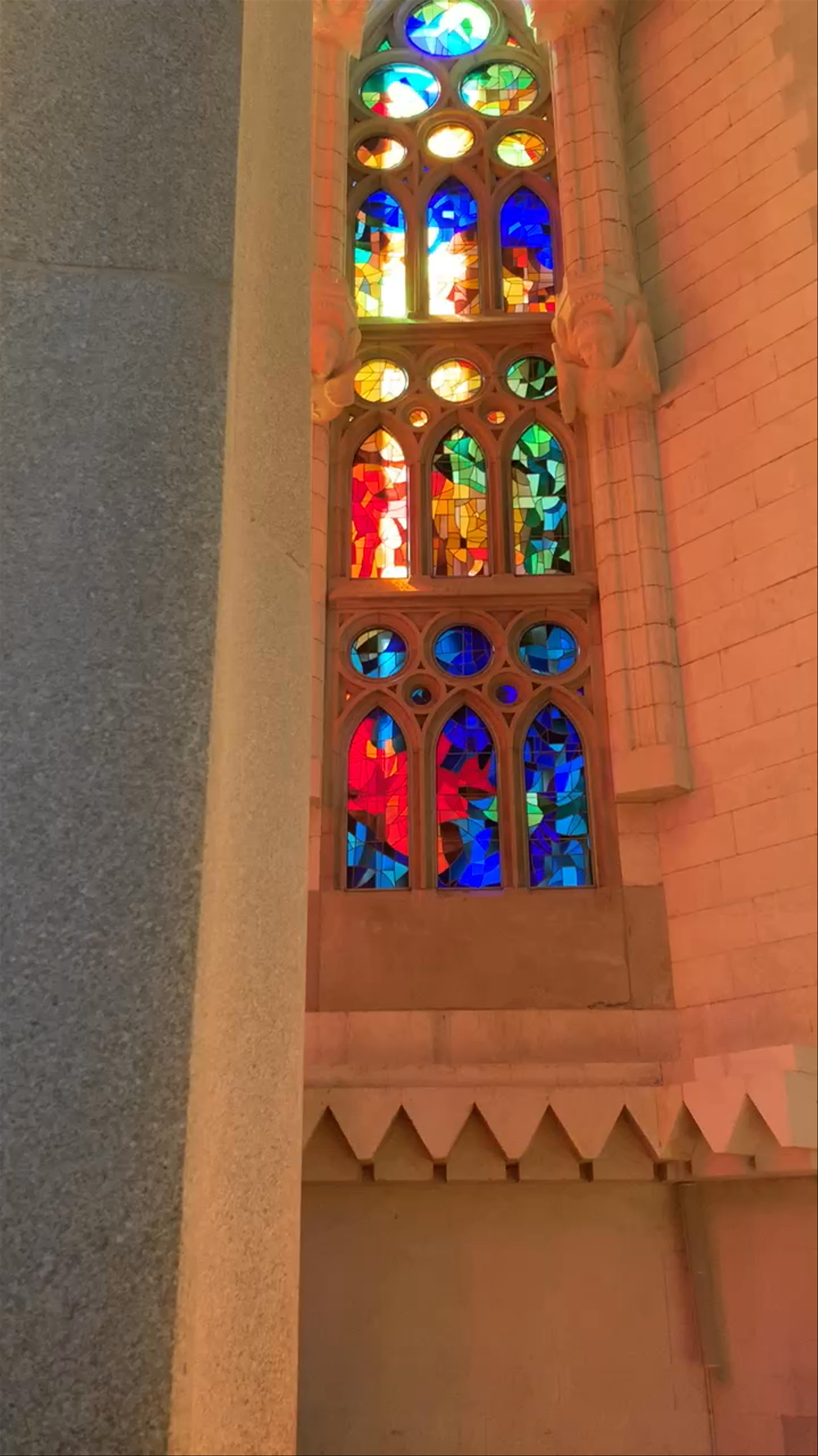 Stained Glass Artistry Inside La Sagrada Familia, Barcelona