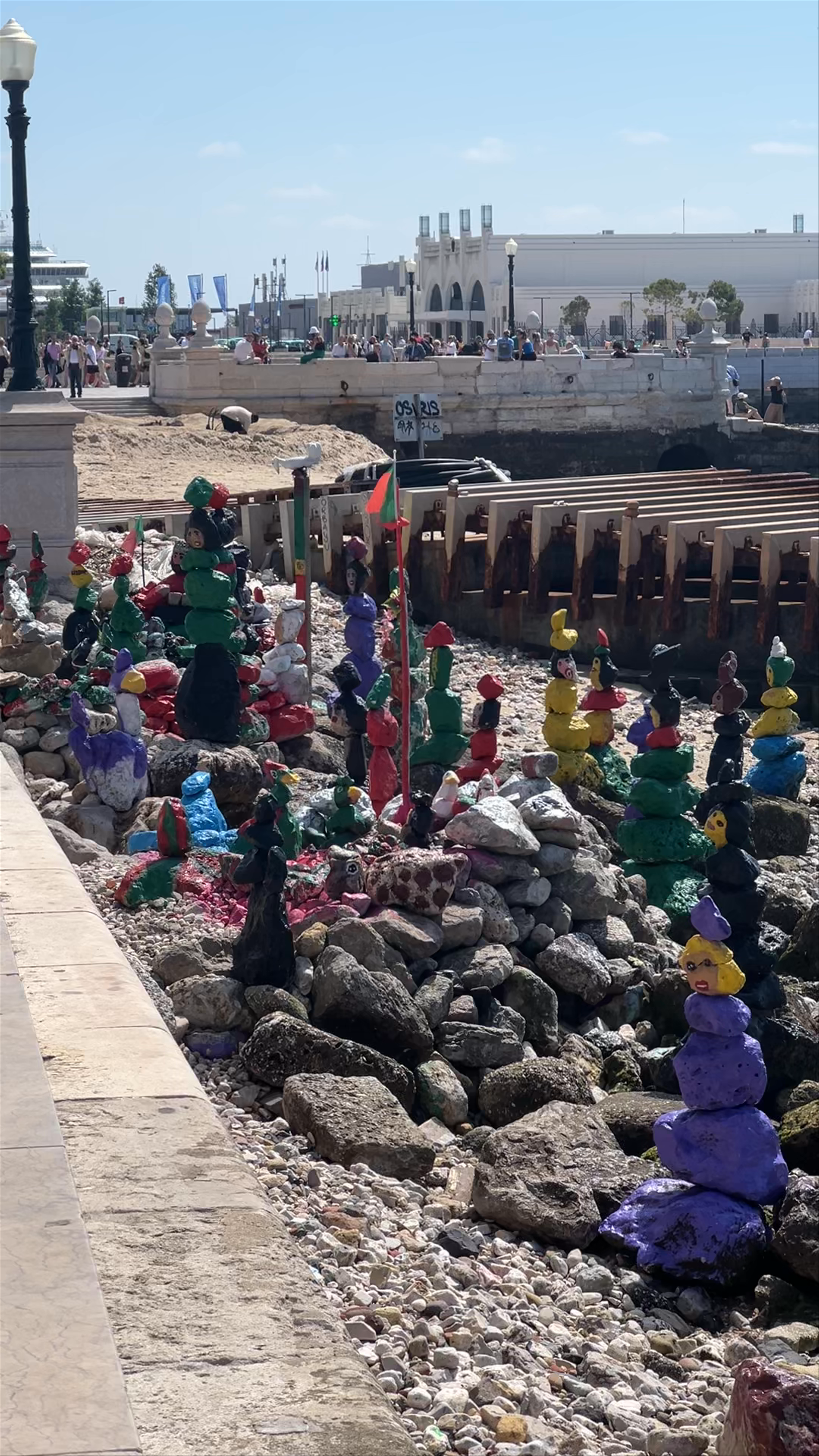 Colorful Rock Sculptures at Praça do Comércio Waterfront, Lisbon