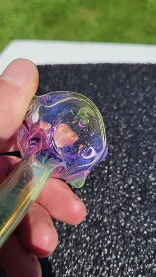 Preview pic of 3 hole hash pipe full color bubble hash spoon #3 sunset slyme and Gemini