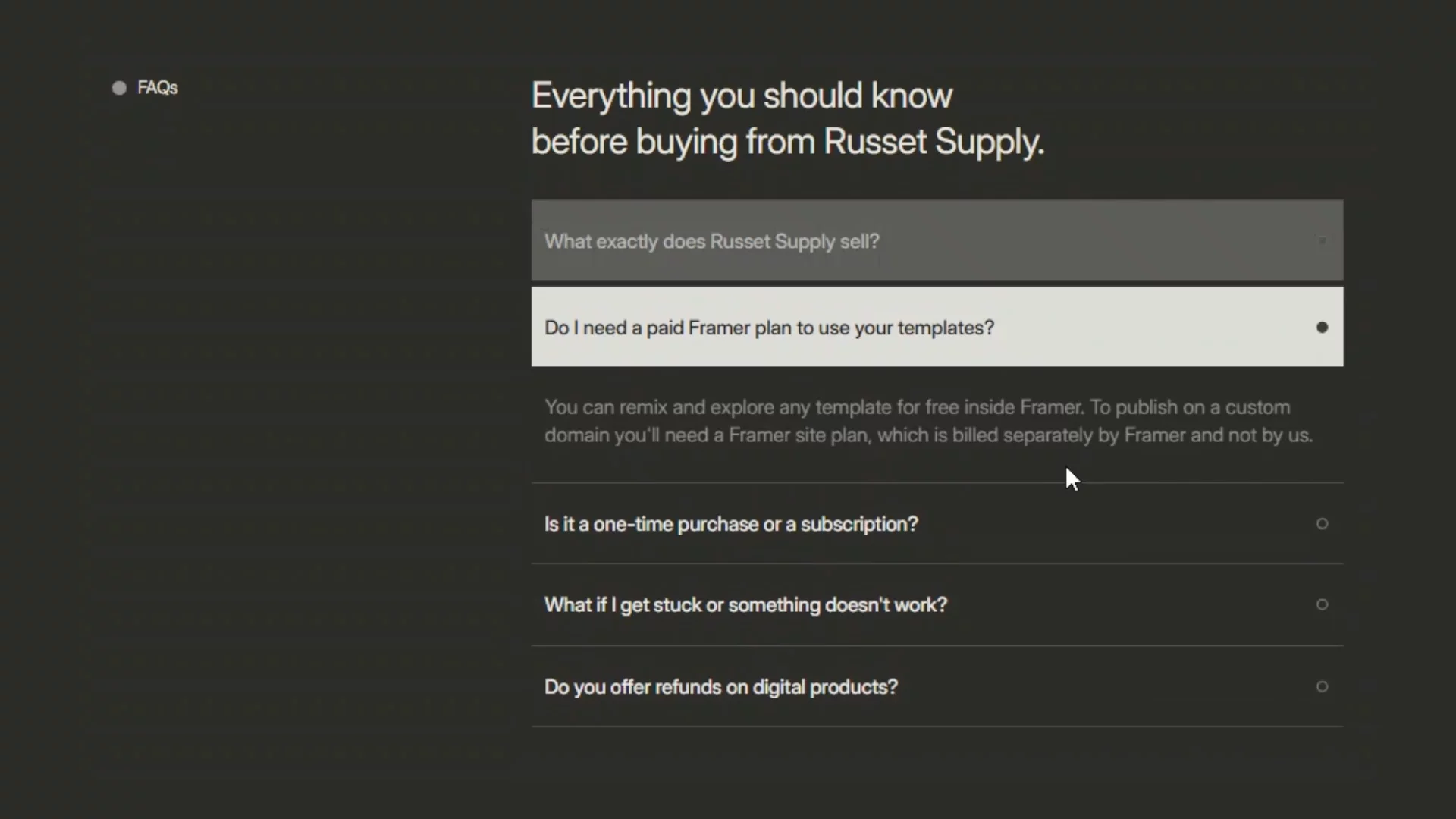 Once again,Sound Component for framer usersSound FAQ Accordion (Turn your sound on 🔊)Audio on — give it a listen: Live PreviewAnimated Sound FAQ Accordion by Russet Supply