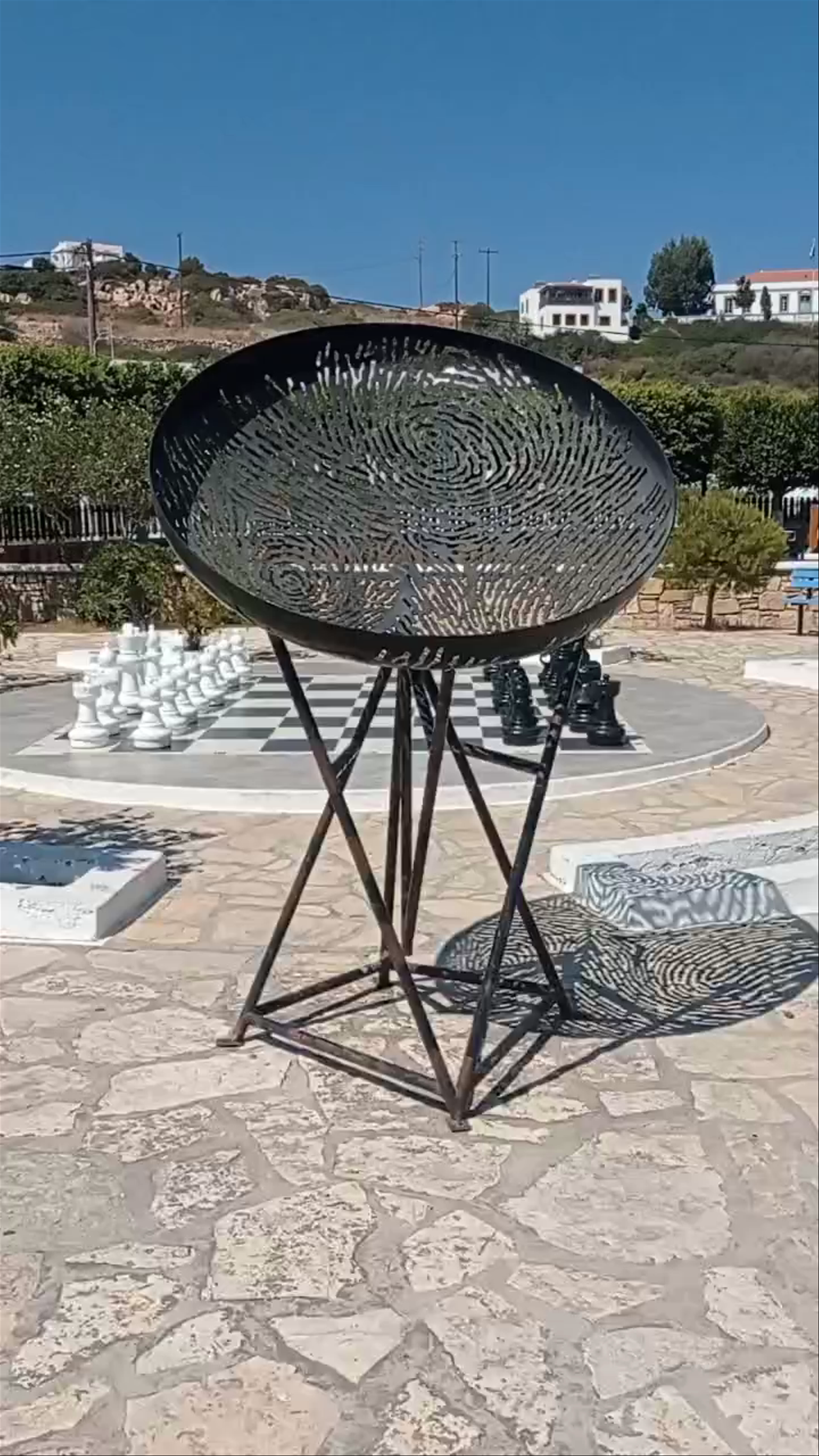Central Square of Leipsoi: Outdoor Art & Giant Chess in Greece