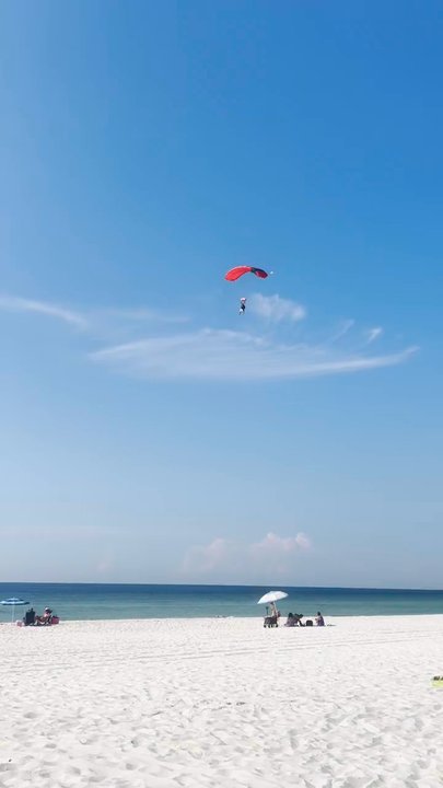 Skydive The Gulf - Helen coming in for a landing, Shell Beach Gulf State Park Al. - Skydiving Near Me - Elberta, Alabama