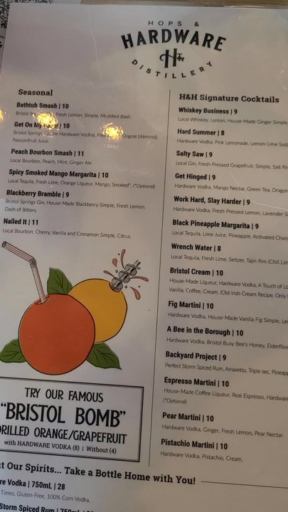 Hops And Hardware Distillery  - The menu - Distilleries Near Me - Bristol, Pennsylvania