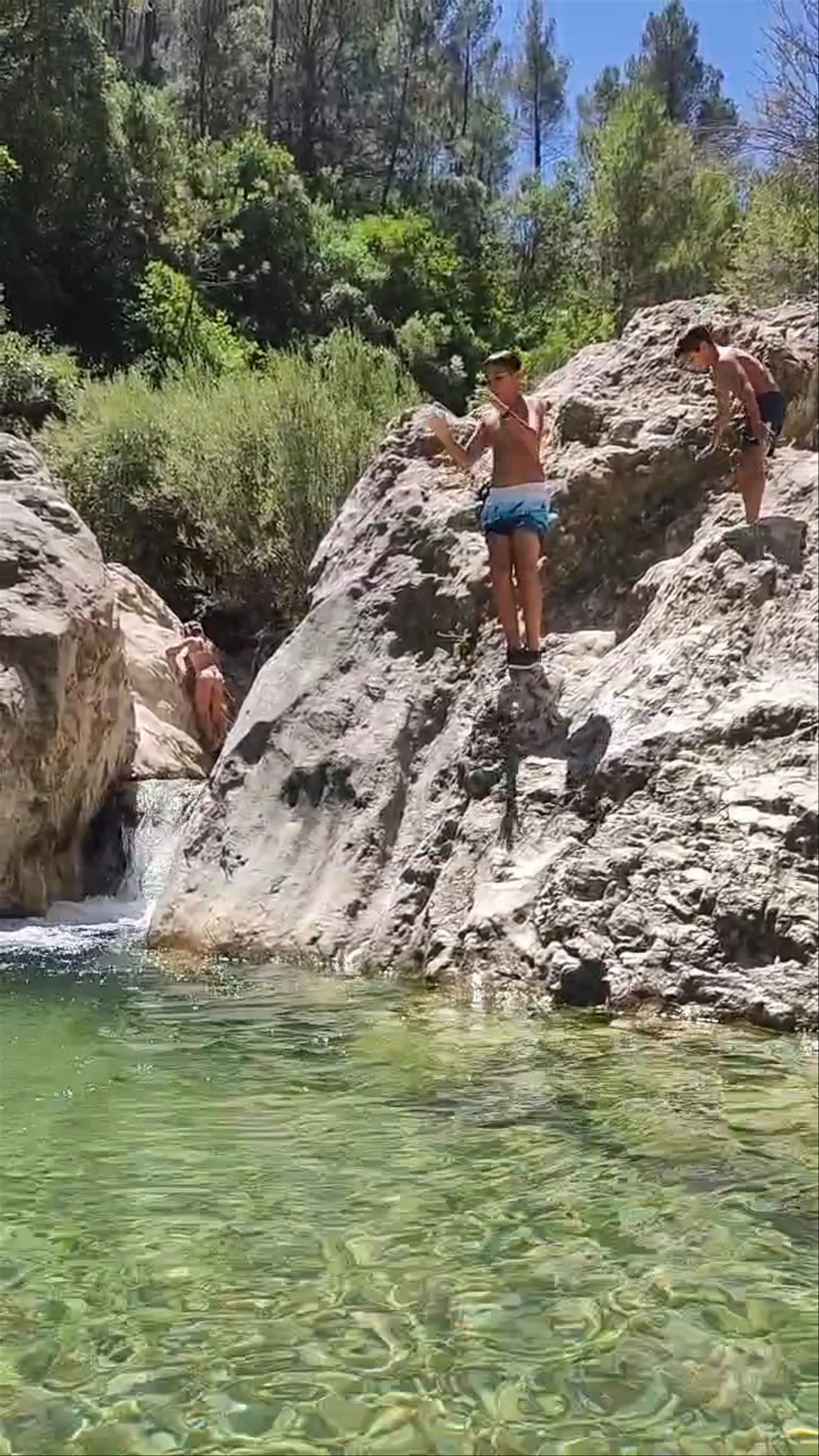 Summer Cliff Jumping at Río Tus, Spain