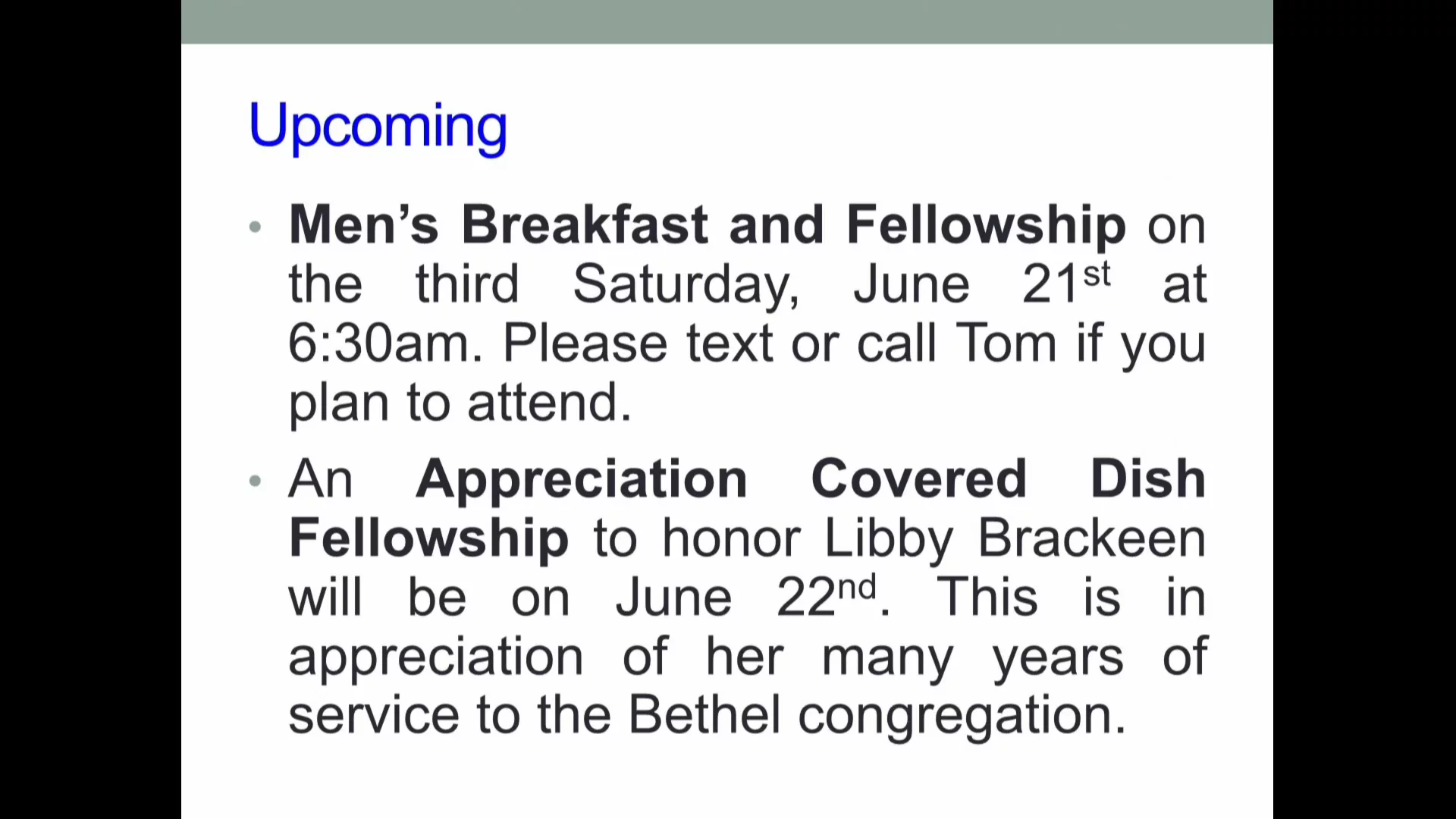 Bethel Service, June 01, 2025