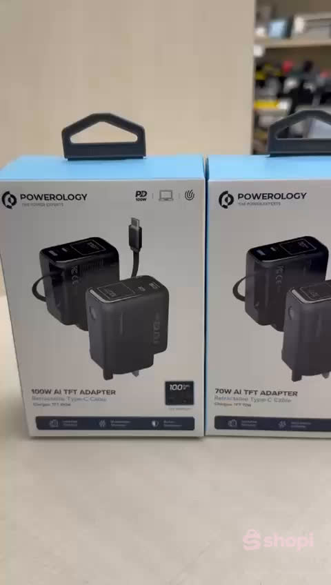 Powerology 100W AI TFT Adapter (Model PWCUQC100WBK)