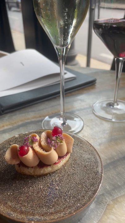 Boka - Amuse:  foie, red and black currants, brioche.  Excellent. 8.18.22 - New American Near Me - Chicago, Illinois