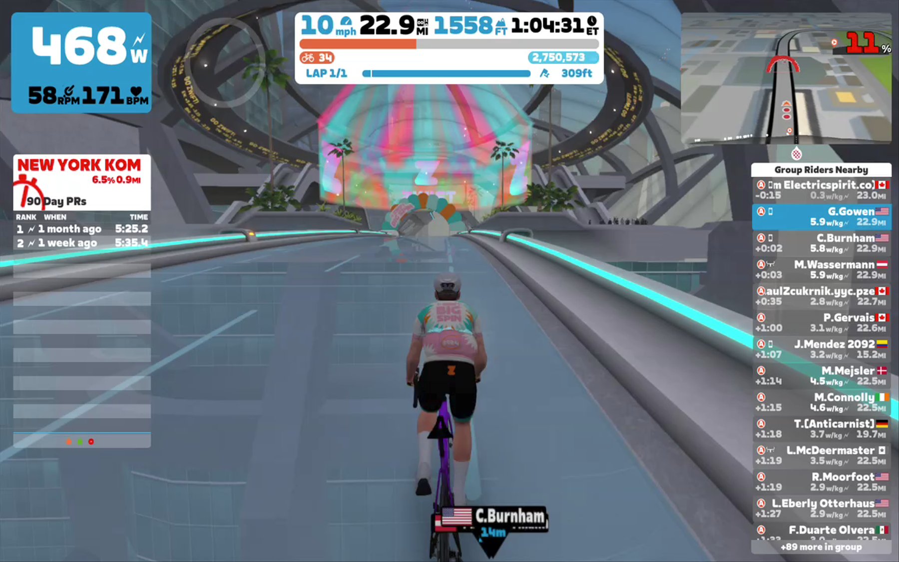 Zwift - Group Ride: Long | Stage 3 | The Zwift Big Spin 2024 on NYC KOM After Party in New York