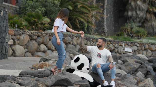 Couple sitting on the rocks