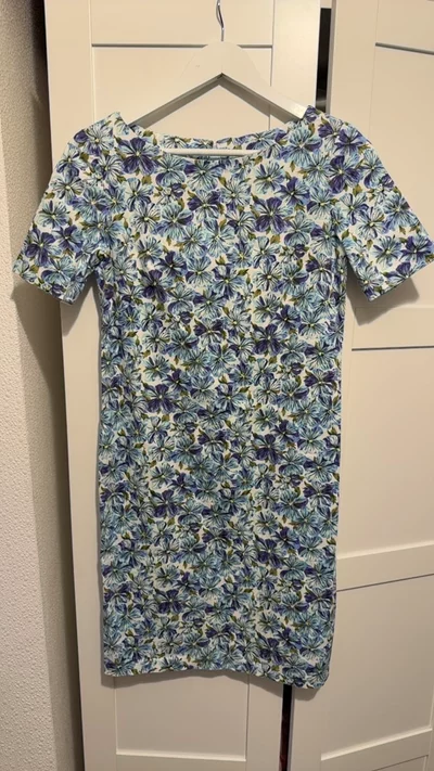 Dress blue floral shift dress handmade imagen 1