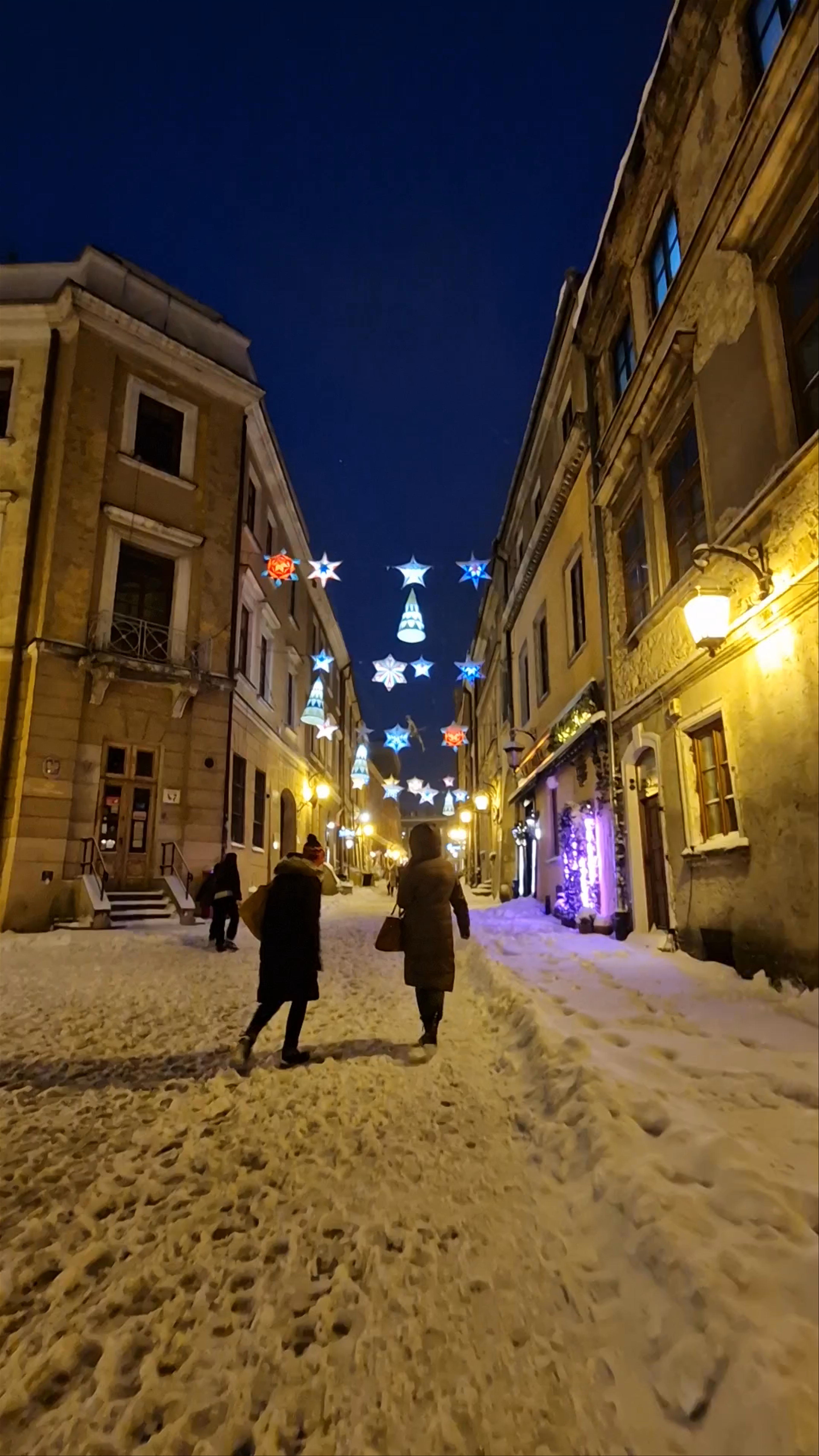 Enchanting Winter Night Walk at Plac Po Farze, Lublin