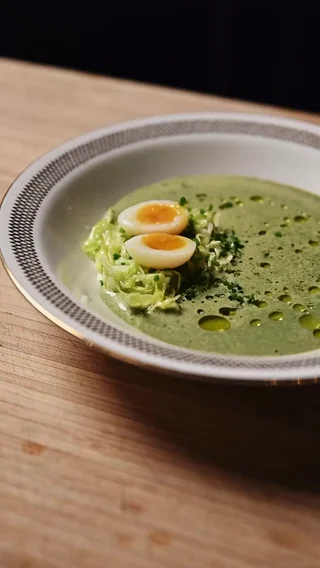 Nettle Soup with Quail Egg