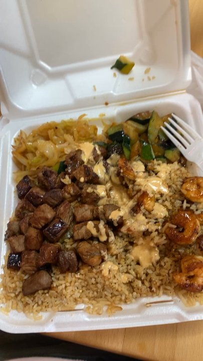 Hibachi Express - Steak and shrimp with zucchini - Steakhouses Near Me - Indianapolis, Indiana