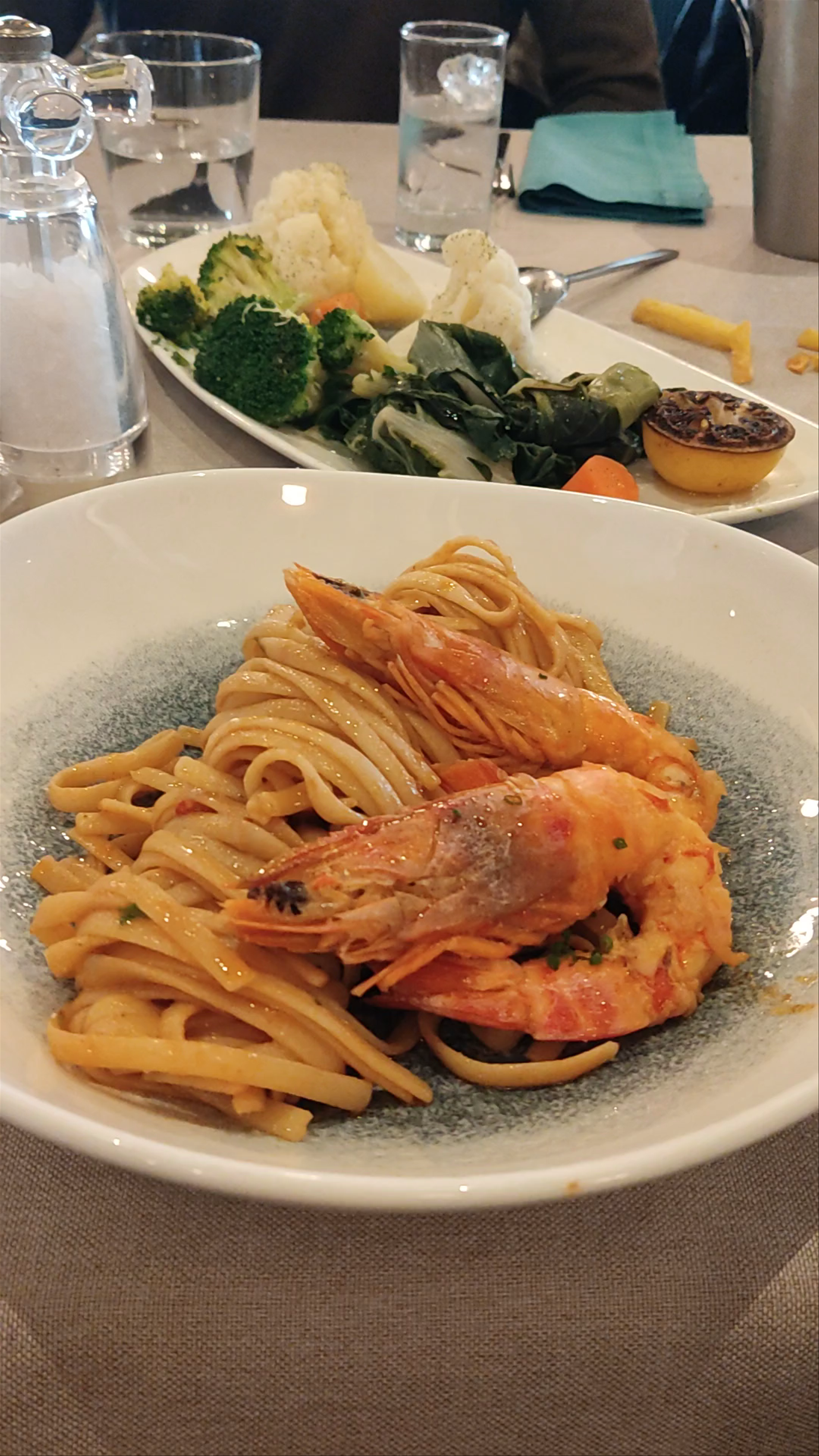 Seafood Linguine Delight at Kalamaria's Cozy Greek Restaurant