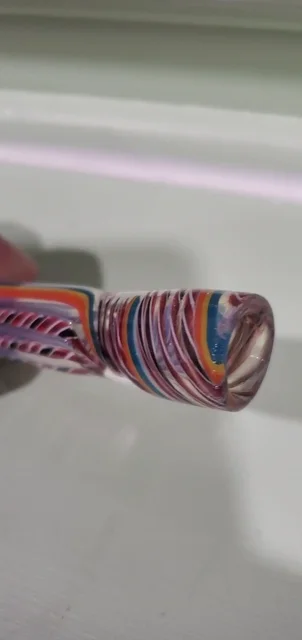 Preview pic of Striped Multi Colored Woven Chillum/One Hitter