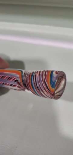 Preview pic of Striped Multi Colored Woven Chillum/One Hitter