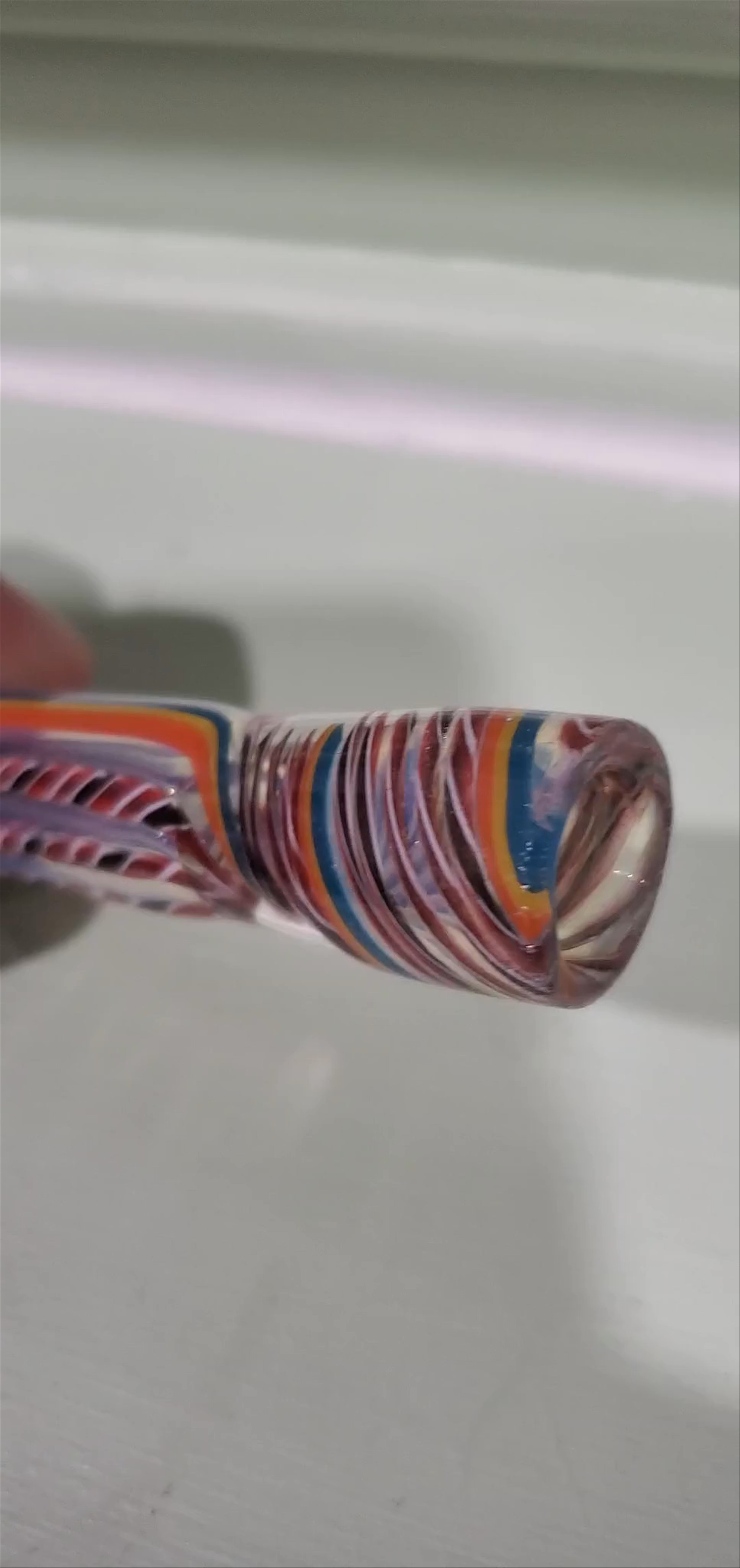 Preview pic of Striped Multi Colored Woven Chillum/One Hitter