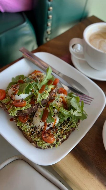 Raining Berries - Sriracha avocado toast with boiled eggs and waffles - Acai Bowls Near Me - University Park, Florida