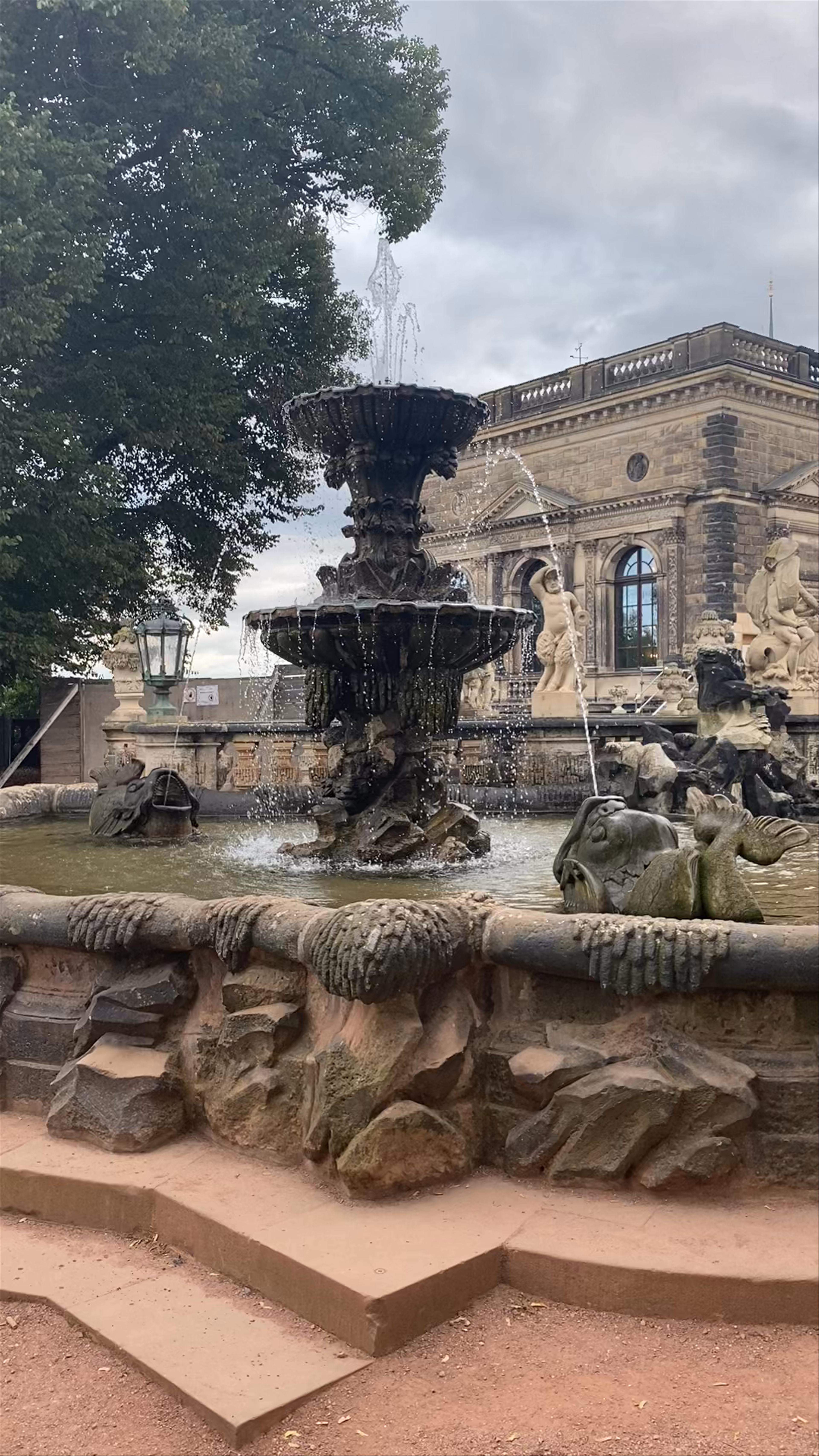 Zwinger Fountain and Baroque Architecture in Dresden